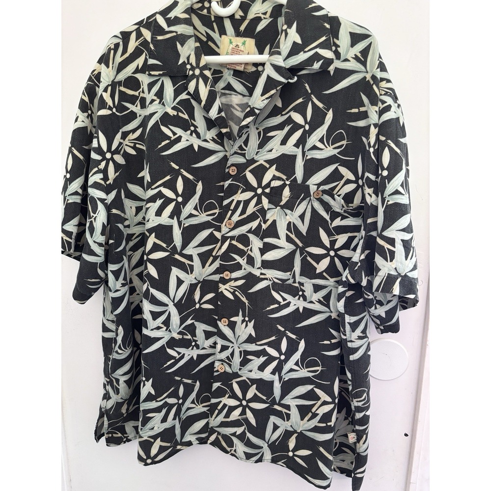 VTG Joe Martin Hawaiian Camp Shirt 2XL Short Sleeve 58x29 BBQ Resort Black Blue